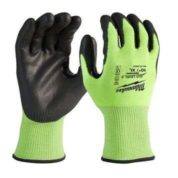 Рукавиці робочі сигнальні Hi-Vis MILWAUKEE, з опором порізам 3/C рівня, розмір 10/XL, (144 пари) 4932479022 фото